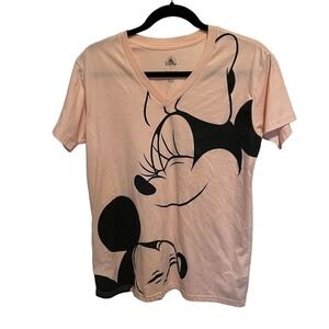 DISNEY Pink Mickey Minnie Mouse Tee Shirt Women's Size Medium Short Sleeve